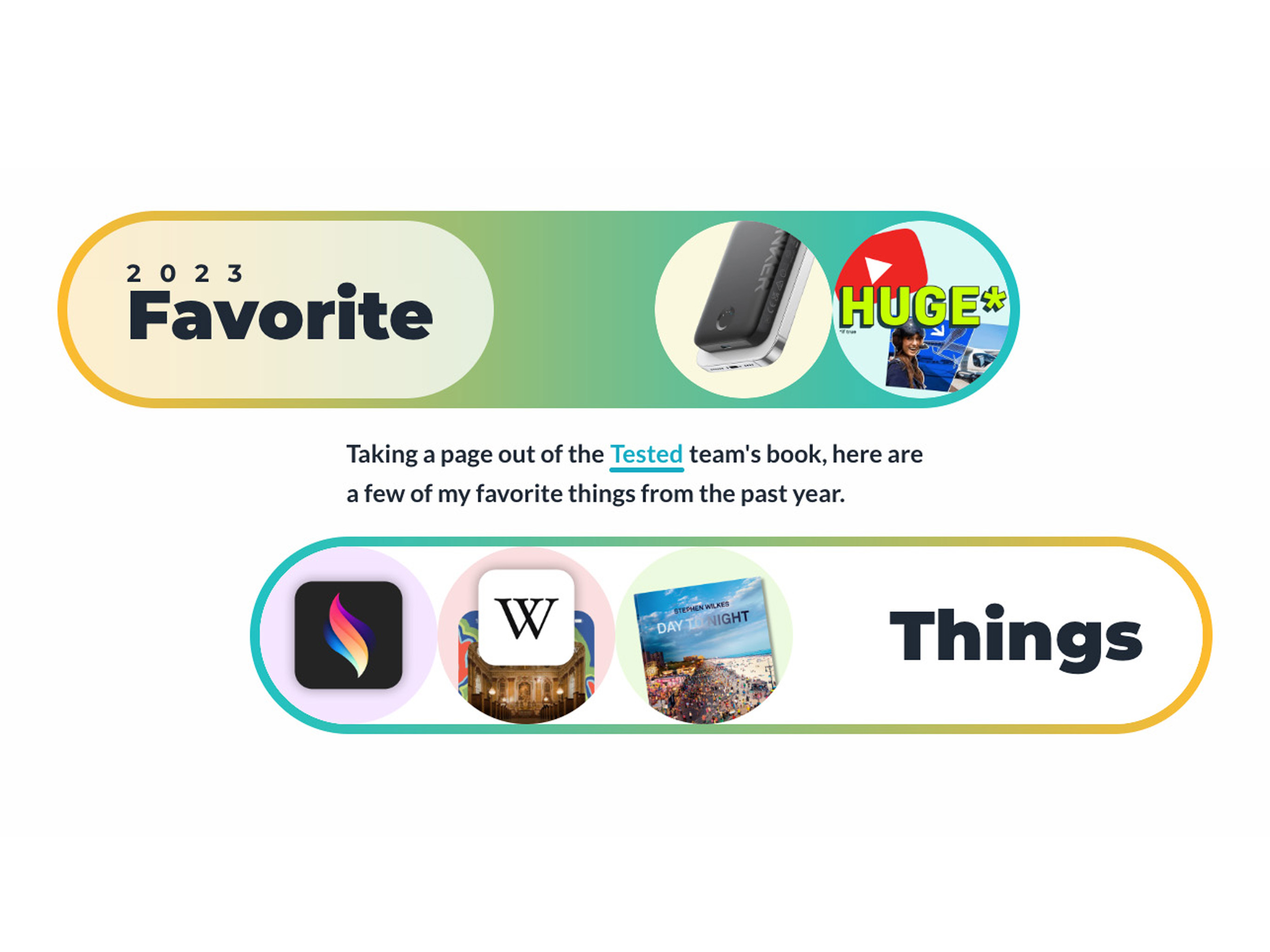 Screenshot of the favorite things section from 2023